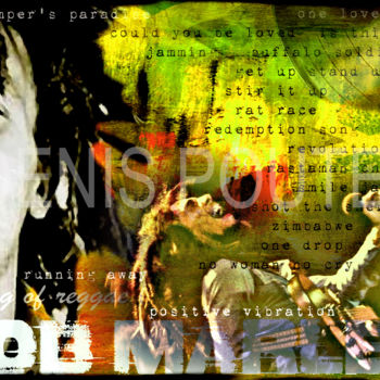 Arte digital titulada "bob marley" por Denis Poutet, Obra de arte original, Pintura Digital