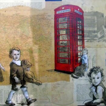 Painting titled "la cabine" by Vincent Tessier Xxc, Original Artwork, Ink