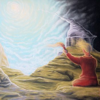 Dibujo titulada "Разговор со светом" por Artur Demiurov, Obra de arte original, Pastel Montado en Panel de madera
