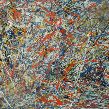 Pintura intitulada "Abstrata impression…" por Romeo Zanchett, Obras de arte originais, Tinta de esmalte Montado em Painel de…