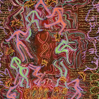 Peinture intitulée ""Aïe mes Aïeux"" par Annick Bonnet-Dupeyron, Œuvre d'art originale, Huile