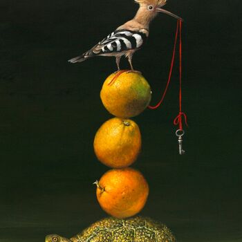 Incisioni, stampe intitolato "Pyramid with Hoopoe…" da Irena Aizen, Opera d'arte originale, Stampa digitale Montato su Telai…