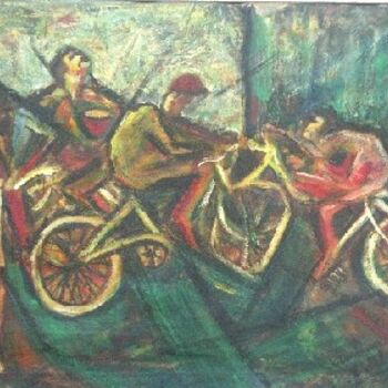 绘画 标题为“Los ciclistas de Lu…” 由Cristina Vidal, 原创艺术品