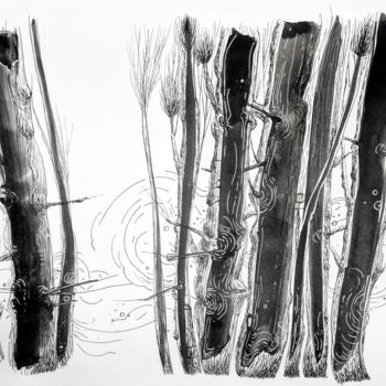 Painting titled "Arboles del cerro" by Oscar Torres Perez, Original Artwork, Ink