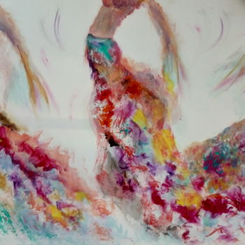 Peinture intitulée "Bata de cola, jupes…" par Dominique Bertrand, Œuvre d'art originale, Acrylique Monté sur Châssis en bois