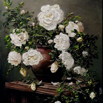 Painting titled "Still life with whi…" by Artur Karkovskiy, Original Artwork, Oil
