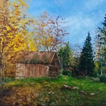 Pintura titulada "Cabane à Angomont" por Noelle Huin, Obra de arte original, Oleo