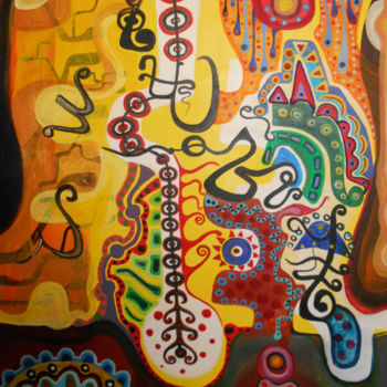 Peinture intitulée "Mystique n°2 Terre…" par Aurélie Sarrazin, Œuvre d'art originale, Acrylique Monté sur Panneau de bois