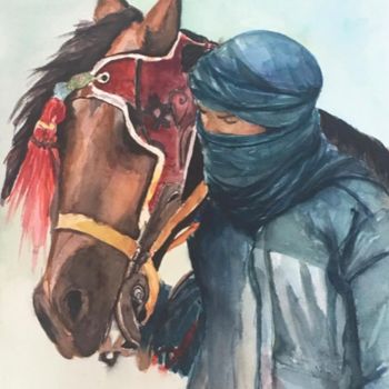 Peinture intitulée "TOUAREG" par Hafida El Oumlouki Shaïmi, Œuvre d'art originale, Aquarelle