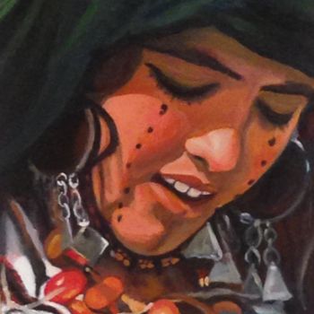Peinture intitulée "LA SONRISA DEL DESI…" par Hafida El Oumlouki Shaïmi, Œuvre d'art originale, Huile
