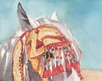 Peinture intitulée "Fantasía III" par Hafida El Oumlouki Shaïmi, Œuvre d'art originale, Aquarelle