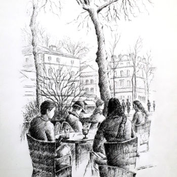 Peinture intitulée "Dimanche paisible" par Jean-Paul Ramon, Œuvre d'art originale, Encre