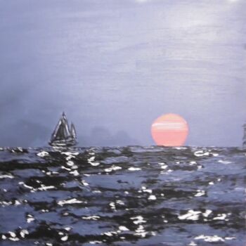 Ζωγραφική με τίτλο "La mer de  nuit" από Brigitte Barcelo, Αυθεντικά έργα τέχνης, Ακρυλικό