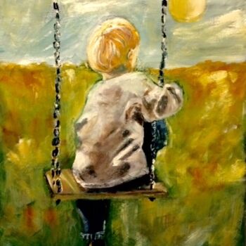 Pintura titulada "En el columpio" por Mónica Caruncho Fontela, Obra de arte original, Oleo
