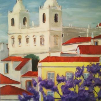 Pintura intitulada "Alfama, Lisboa" por Sérgio Marques, Obras de arte originais, Óleo