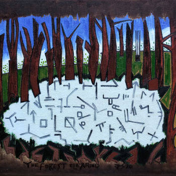 Schilderij getiteld "The Forest Clearing" door Gerald Shepherd F.F.P.S., Origineel Kunstwerk, Olie