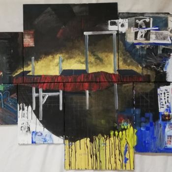 Peinture intitulée "polyptyque LeND#1" par Baptiste Vanweydeveldt, Œuvre d'art originale, Acrylique Monté sur Panneau de bois