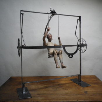 Sculpture intitulée "LA BALANCOIRE DE PO…" par Pierre Sidoine, Œuvre d'art originale, Métaux