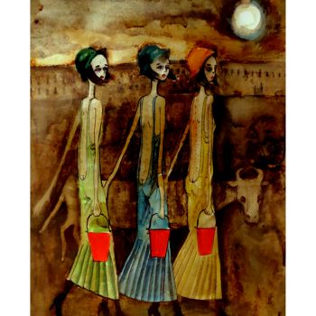 Painting titled "College Girls. Facu…" by Zenya Gorlik, Original Artwork, Watercolor