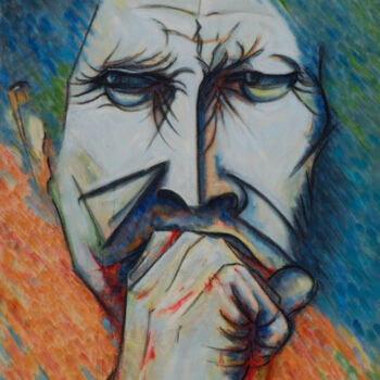 Painting titled "autoportrait" by Bruno Leblais, Original Artwork, Oil