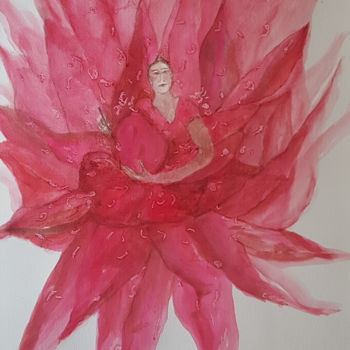 Peinture intitulée "la coloriste" par Cegede, Œuvre d'art originale, Encre