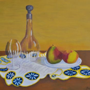 Malarstwo zatytułowany „Carafe er fruits” autorstwa Jean Seunes, Oryginalna praca, Akryl