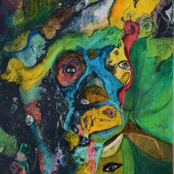 Peinture intitulée "2020" par Anna Laurina Vassiliu Mulder Smid, Œuvre d'art originale, Encre Monté sur Châssis en bois