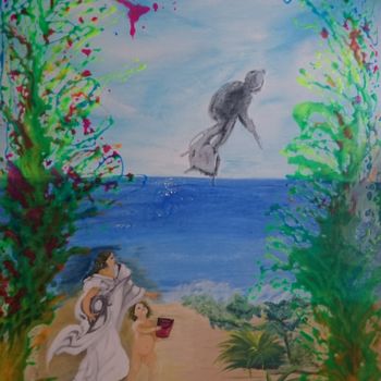 Peinture intitulée "L'homme volant" par Agl, Œuvre d'art originale, Acrylique Monté sur Châssis en bois