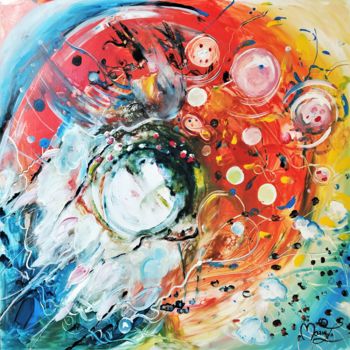Peinture intitulée ""Pierrot la lune"" par Marie Laplace, Œuvre d'art originale, Acrylique Monté sur Plexiglas