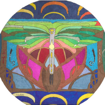 Desenho intitulada "The Traveler" por Sara Lamothe (Savant Artist), Obras de arte originais, Marcador