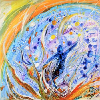 Peinture intitulée ""par dessus le feu"" par Marie Laplace, Œuvre d'art originale, Acrylique Monté sur Plexiglas