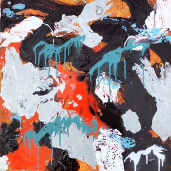 Ζωγραφική με τίτλο "N98b Abstract Expre…" από Robert Miskines, Αυθεντικά έργα τέχνης, Σμάλτο Τοποθετήθηκε στο Ξύλινο φορείο…