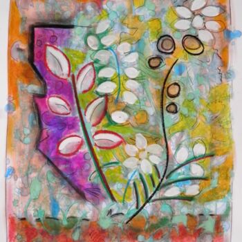 Drawing titled "Fleurs en été" by Marc Bulyss, Original Artwork, Oil