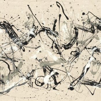 Pittura intitolato "No. 5 2017 AbEx Act…" da Robert Miskines, Opera d'arte originale, Smalto Montato su Telaio per barella i…