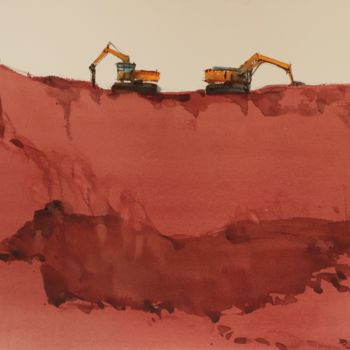 「Earth moving landsc…」というタイトルの絵画 Prashant Prabhuによって, オリジナルのアートワーク, 水彩画