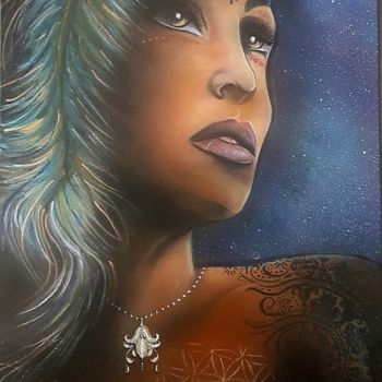 Peinture intitulée "" Chamane "" par Cel . B, Œuvre d'art originale, Acrylique Monté sur Châssis en bois
