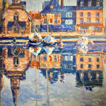 Peinture intitulée "Honfleur en hiver" par Raphaël Karm, Œuvre d'art originale, Huile Monté sur Châssis en bois