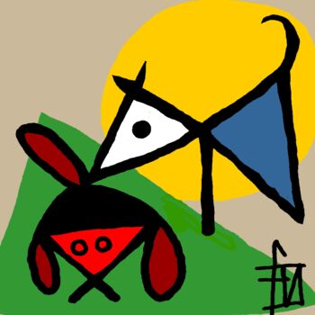 Arts numériques intitulée "civilité canine" par Franck Vidal, Œuvre d'art originale, Peinture numérique