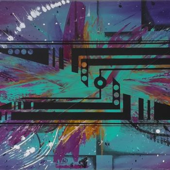 Peinture intitulée "Intergalactek" par Trä  Abstract Painting, Œuvre d'art originale, Acrylique