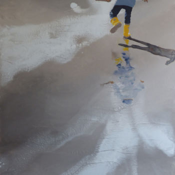 Ζωγραφική με τίτλο ""course de nuages"" από Sandrine Gergaud, Αυθεντικά έργα τέχνης, Ακρυλικό Τοποθετήθηκε στο Ξύλινο φορείο…
