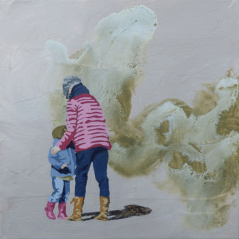 Painting titled ""mamie lichen"" by Sandrine Gergaud, Original Artwork, Acrylic Mounted on Wood Stretcher frame