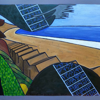 Schilderij getiteld "Behind The Beach Hu…" door Gerald Shepherd F.F.P.S., Origineel Kunstwerk, Olie
