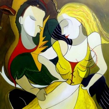 Peinture intitulée "Le couple" par Matray Marie-Christine, Œuvre d'art originale, Huile