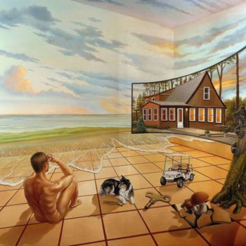 제목이 "Longing for vacation"인 미술작품 Gyuri Lohmuller로, 원작, 기름 나무 들것 프레임에 장착됨