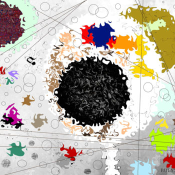 Digitale Kunst mit dem Titel "Bubble Moon" von Marc Bulyss, Original-Kunstwerk, Digitale Malerei