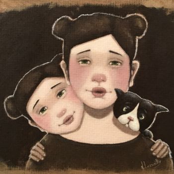 Painting titled "Instant précieux -…" by Noëlle Lassailly, Original Artwork, Acrylic Mounted on Wood Stretcher frame