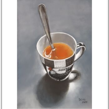 Dessin intitulée "Thé au chant du coq…" par Artelierdedomi, Œuvre d'art originale, Pastel