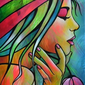 Painting titled "Fanfan" by Jeannette Guichard-Bunel, Original Artwork, Oil Mounted on Wood Stretcher frame