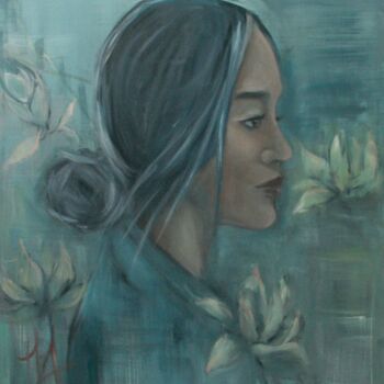 Peinture intitulée "moon light, Hina" par Marie Pascale Martins, Œuvre d'art originale, Acrylique
