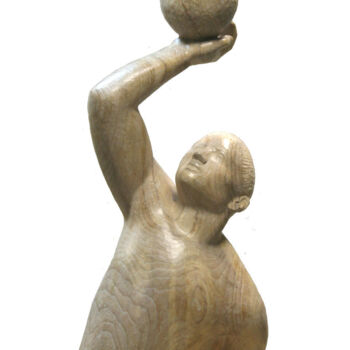Sculptuur getiteld "The Goal" door Alexander Eremin, Origineel Kunstwerk, Hout
